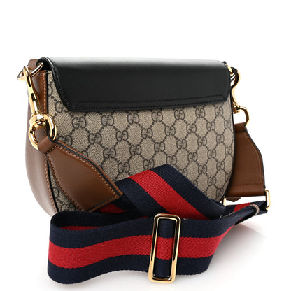 Gucci GG Supreme Monogram Web Medium Padlock Messenger Shoulder Bag Black 3 of 10