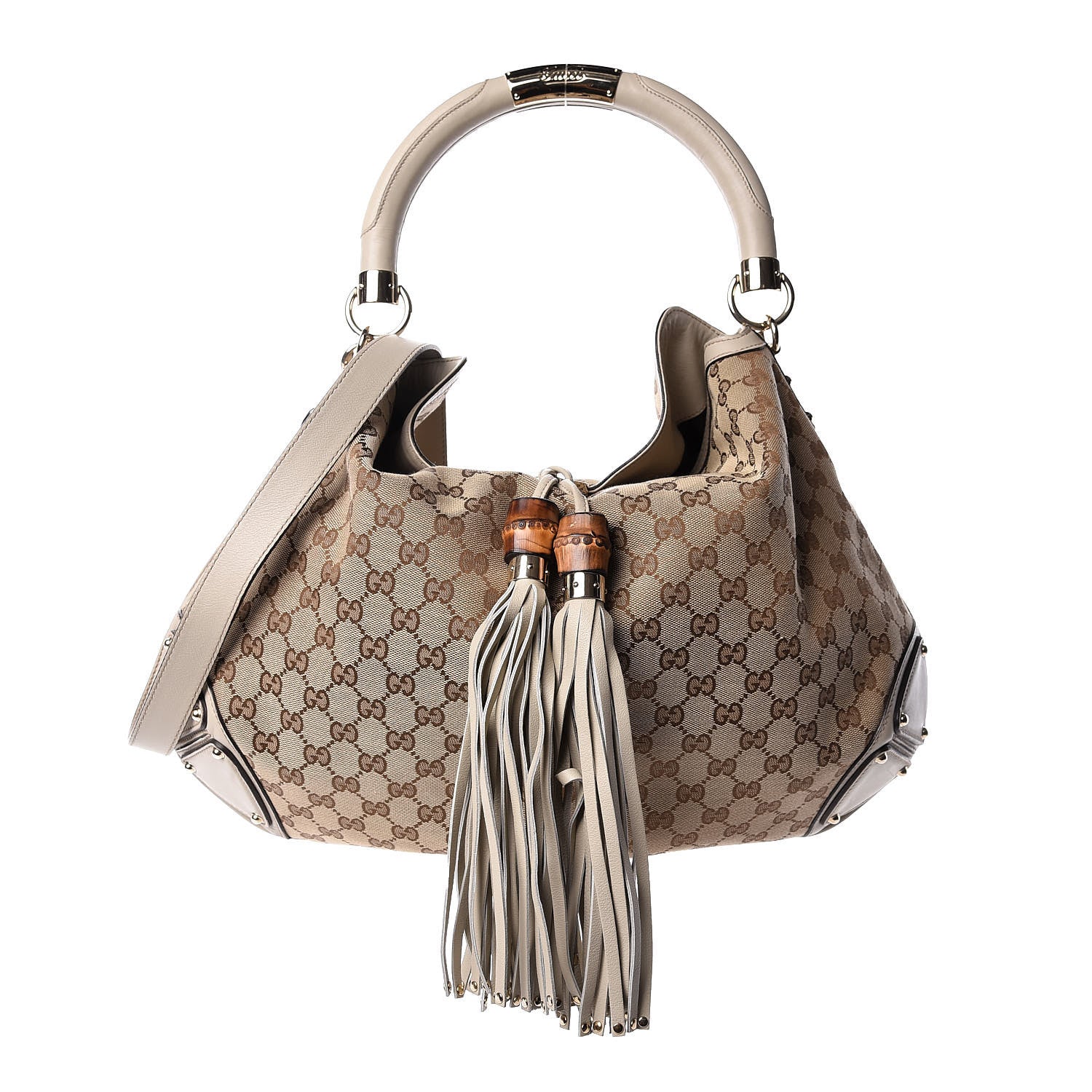 Gucci Monogram Large Indy Top Handle Hobo Off White 1 of 12