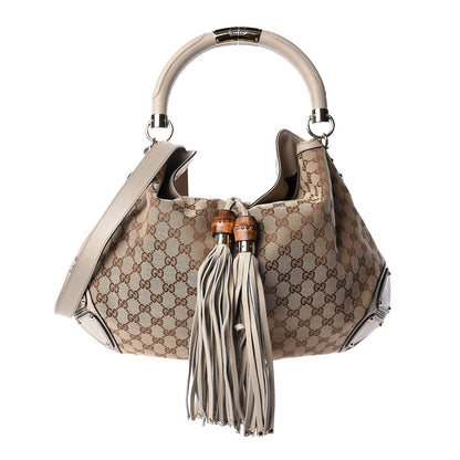 Gucci Monogram Large Indy Top Handle Hobo Off White 1 of 12
