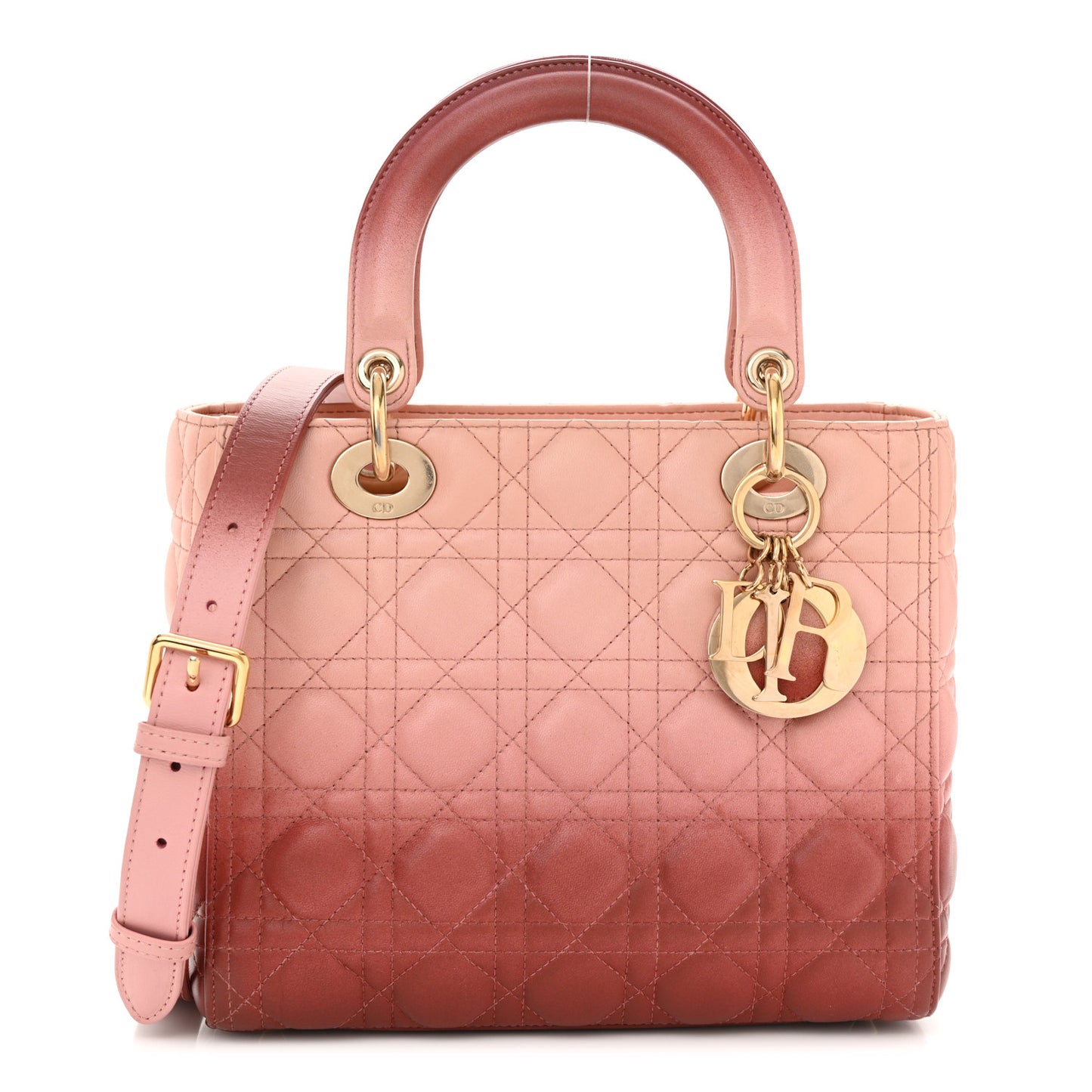 Lambskin Cannage Gradient Medium Lady Dior Pink