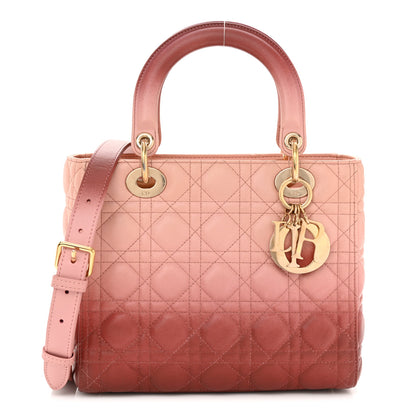 Christian Dior Lambskin Cannage Gradient Medium Lady Dior Pink 1 of 16