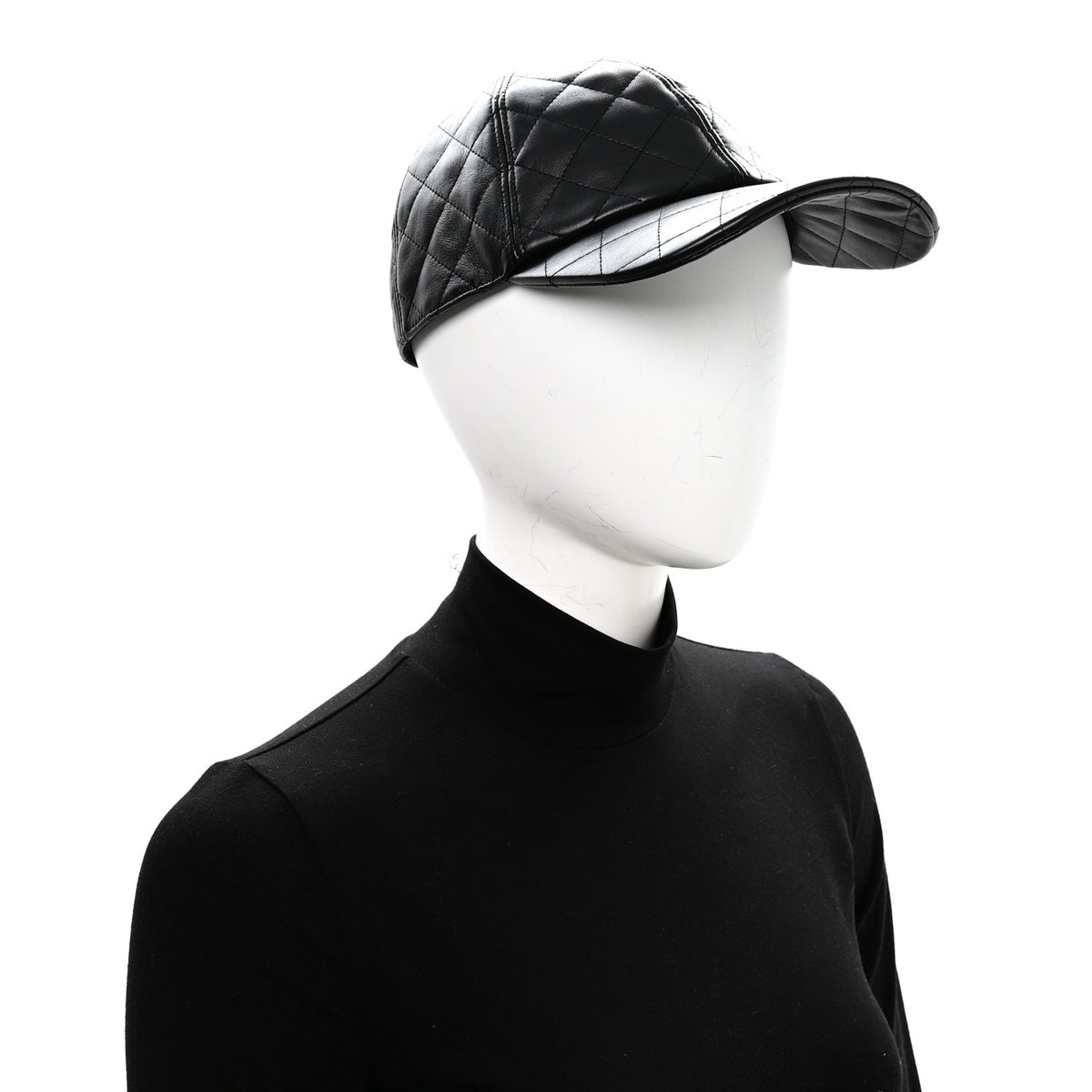 Lambskin Quilted CC Cap Hat Black