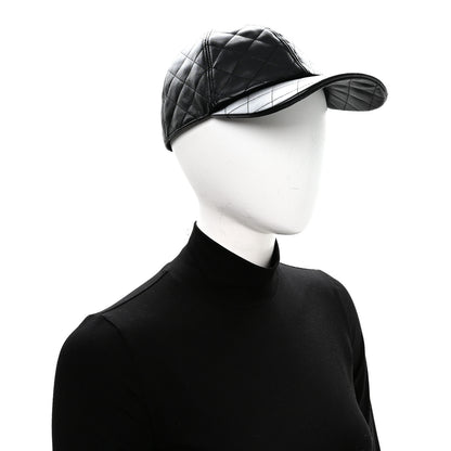 Chanel Lambskin Quilted CC Cap Hat Black 2 of 9