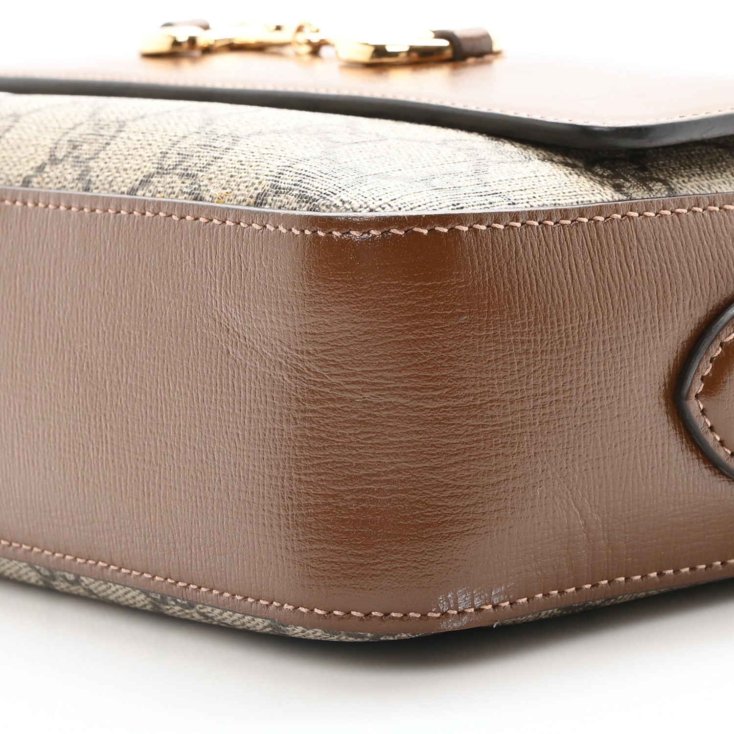 Gucci GG Supreme Monogram Small Horsebit 1955 Shoulder Bag Beige Brown Sugar 10 of 10