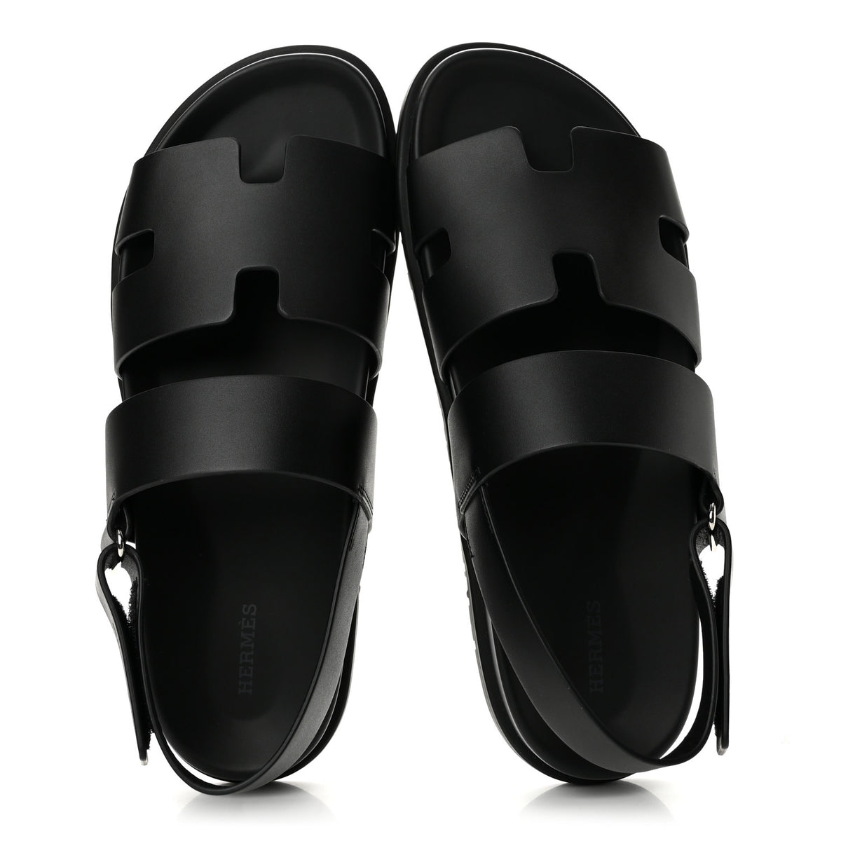 Hermes Calfskin Mens Genius Sandals 44 Black 2 of 11