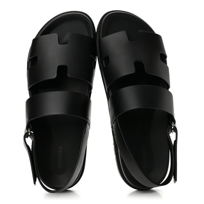 Hermes Calfskin Mens Genius Sandals 44 Black 2 of 11