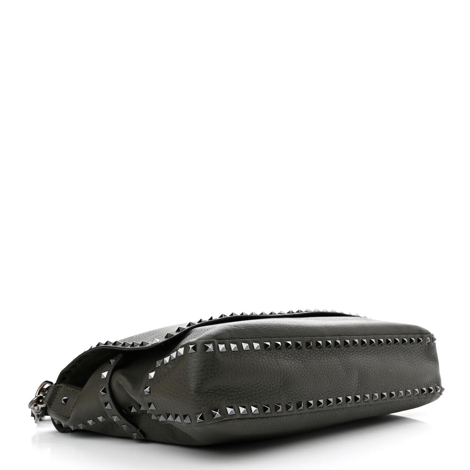 Valentino Garavani Pebbled Calfskin Rockstud Messenger Green 4 of 9