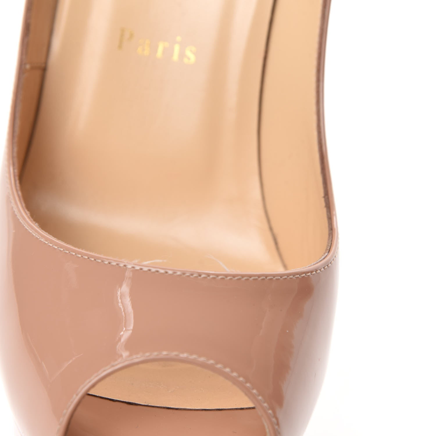 Christian Louboutin Patent Lady Peep 150 Pumps 39 Nude 11 of 12