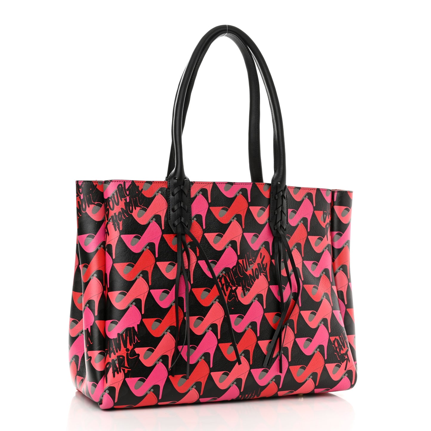Calfskin Shoe Printed Small Shopper Black