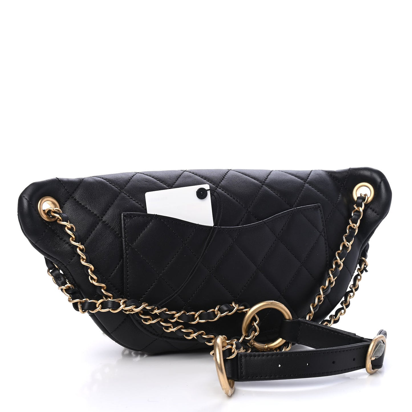 Lambskin Quilted All About Chains Waist Belt Bag Black