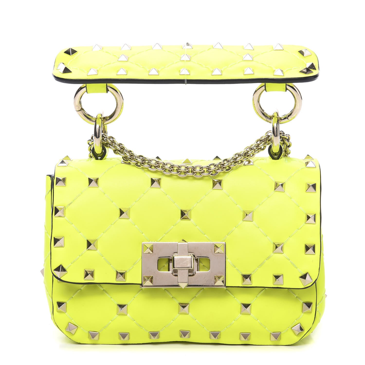 Valentino Garavani Calfskin Micro Rockstud Spike Shoulder Bag Lime 1 of 10