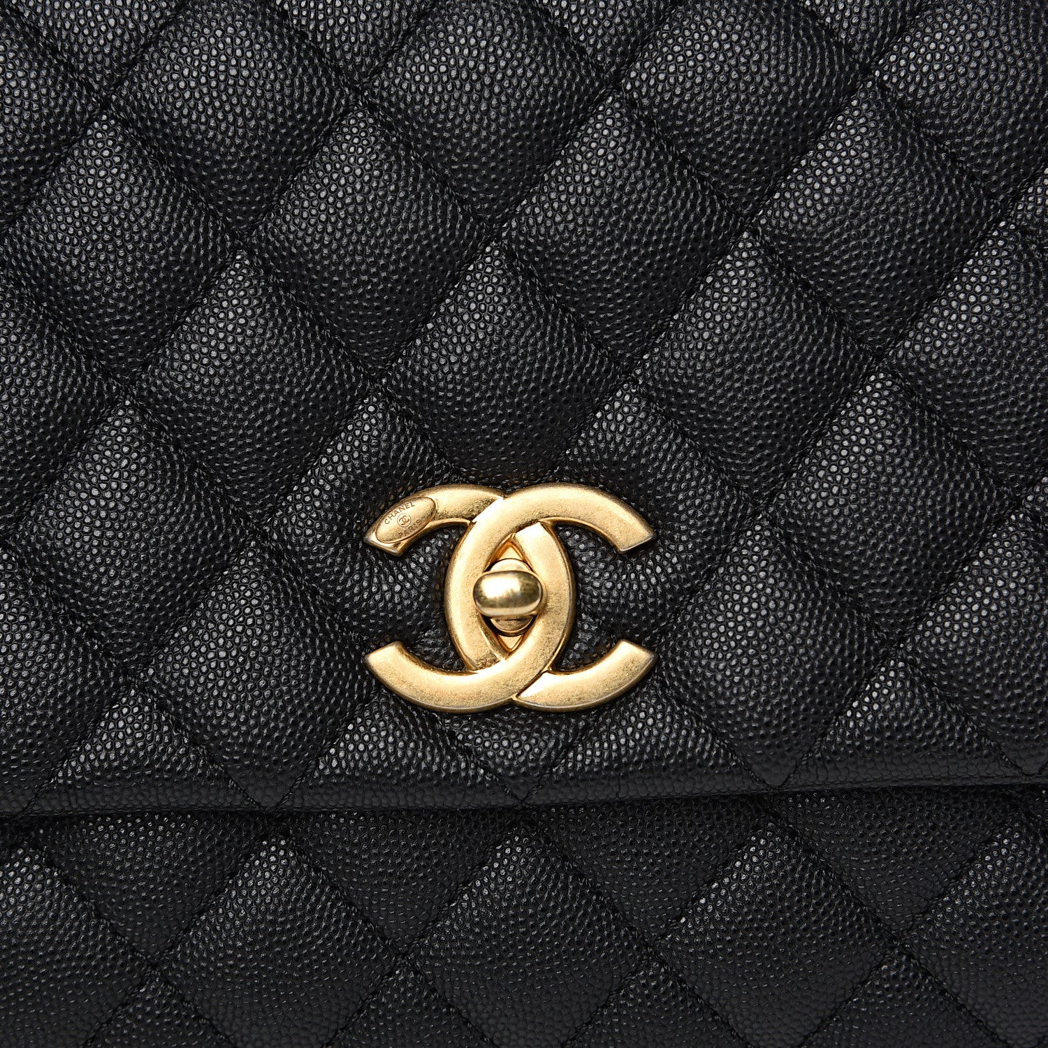 Chanel Caviar Lizard Embossed Quilted Small Coco Handle Flap Black 9 of 10
