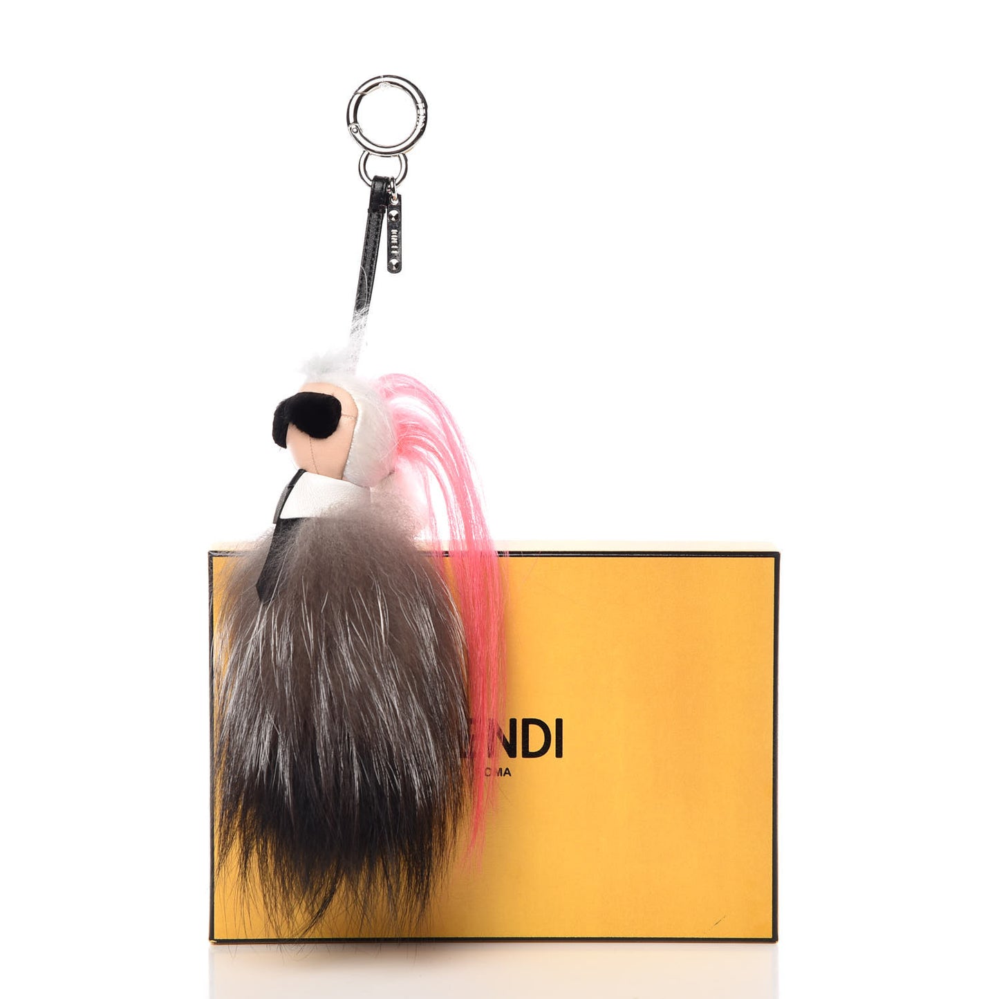 Mink Fox Goat Fur Mini Karlito Bag Charm Pink