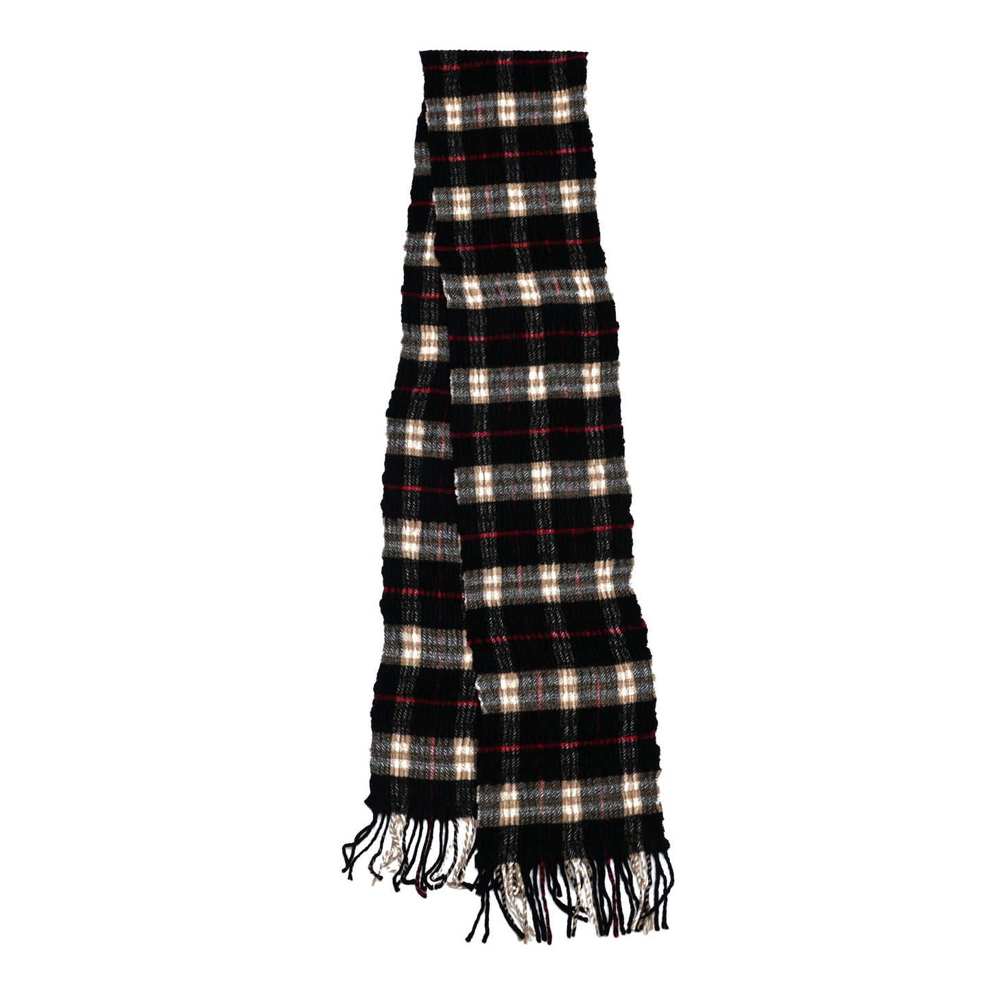 Merino Wool Cashmere Fringe Scarf Black