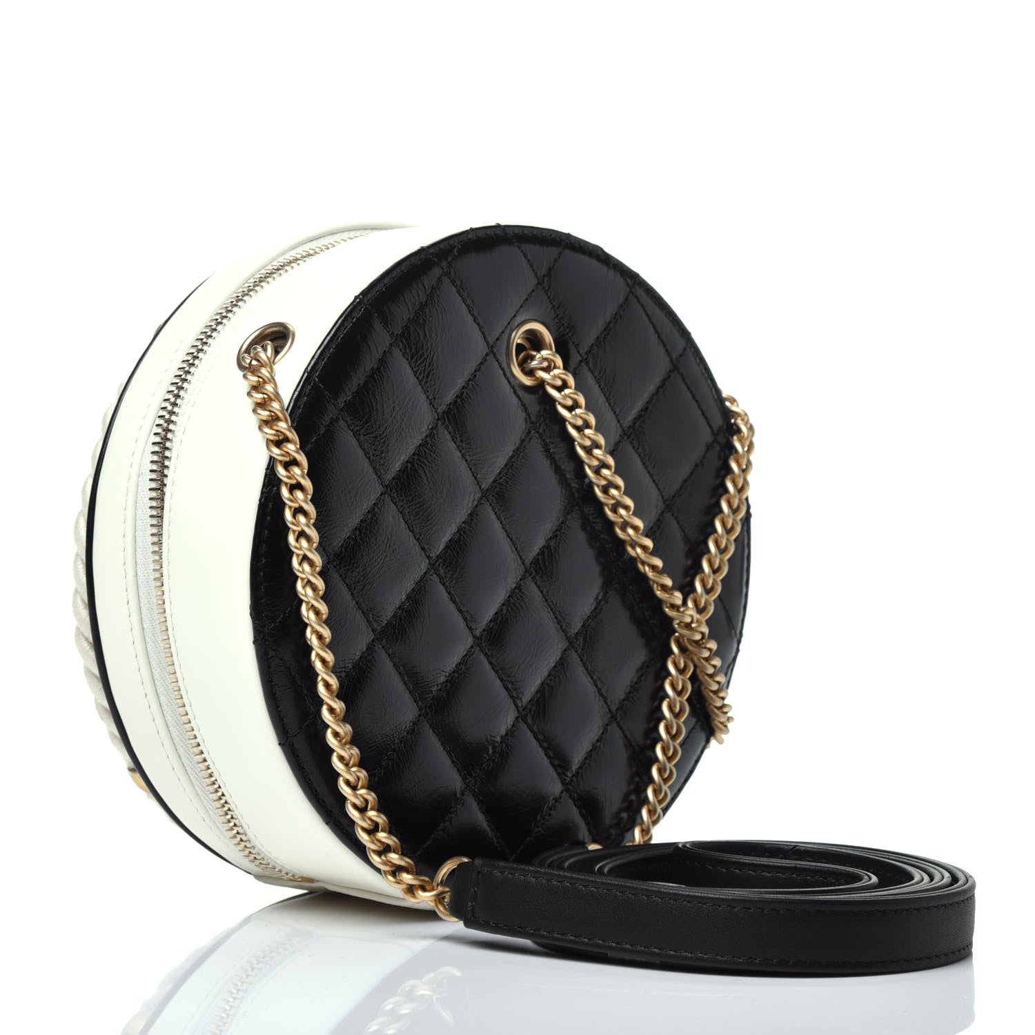 Chanel Crumpled Calfskin Cotton Small En Vogue Round Bag Black 4 of 10