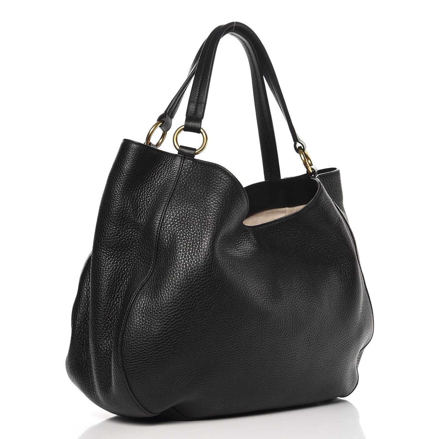 Pebbled Calfskin Medium Twill Shoulder Bag Black