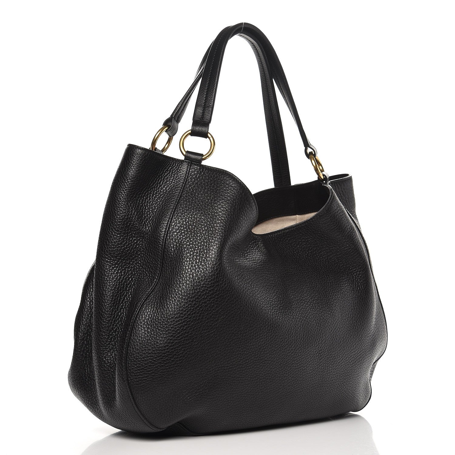 Gucci Pebbled Calfskin Medium Twill Shoulder Bag Black 3 of 7