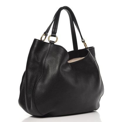 Gucci Pebbled Calfskin Medium Twill Shoulder Bag Black 3 of 7