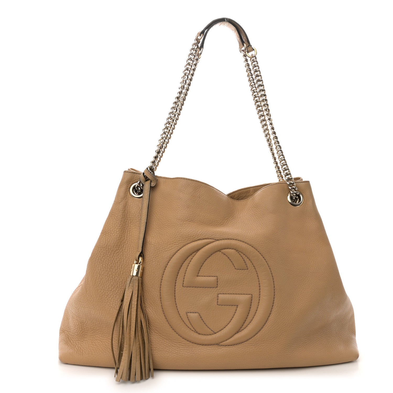 Gucci Pebbled Calfskin Large Soho Chain Shoulder Bag Nude 1 of 15