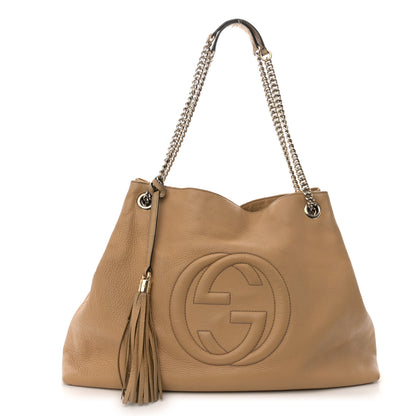Gucci Pebbled Calfskin Large Soho Chain Shoulder Bag Nude 1 of 15