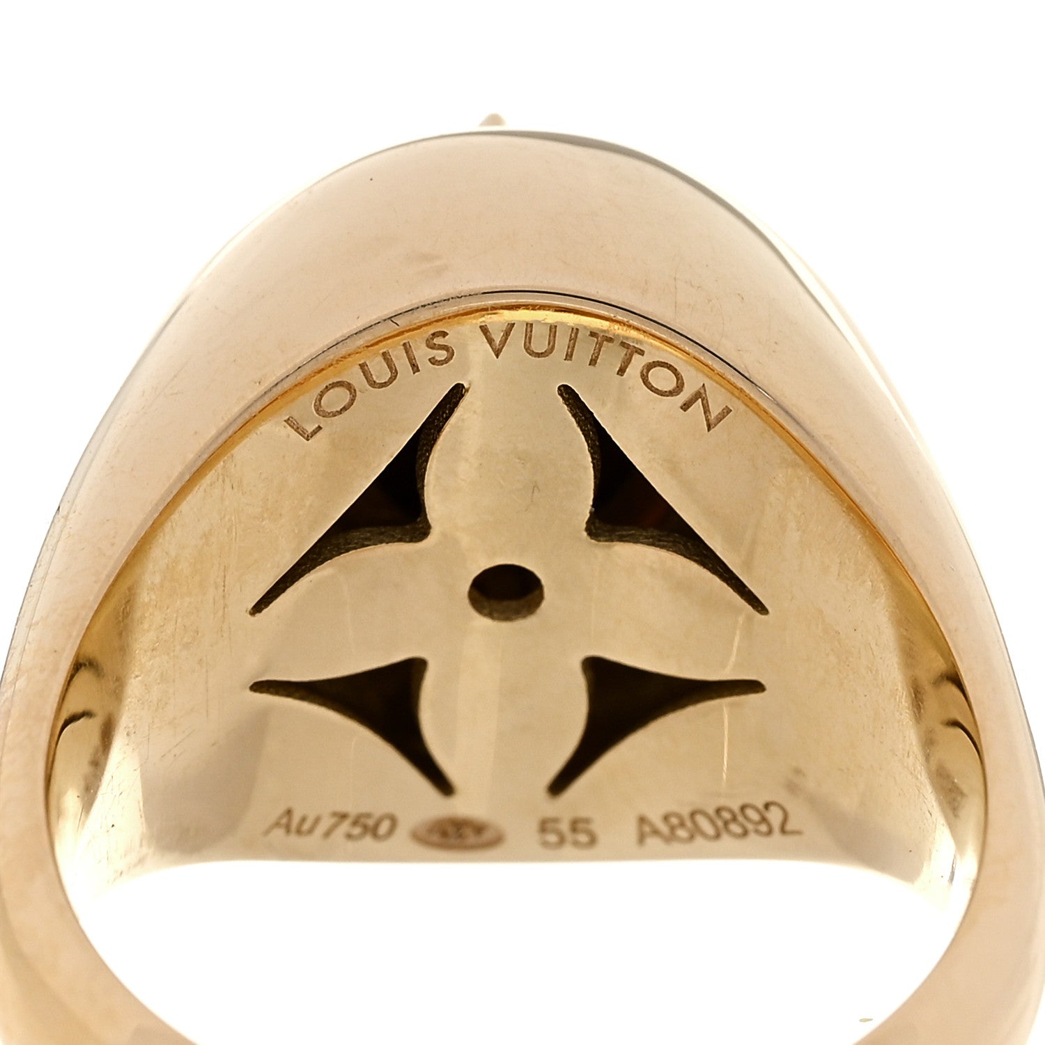 Louis Vuitton 18K Yellow Gold Diamond B Blossom Signet Ring 55 7.25 4 of 5