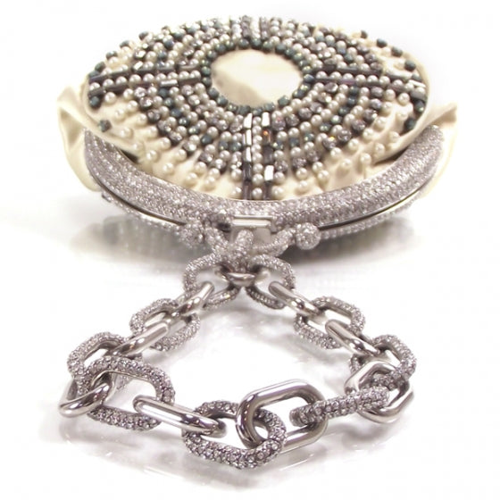 Satin Crystal Beaded Wristlet