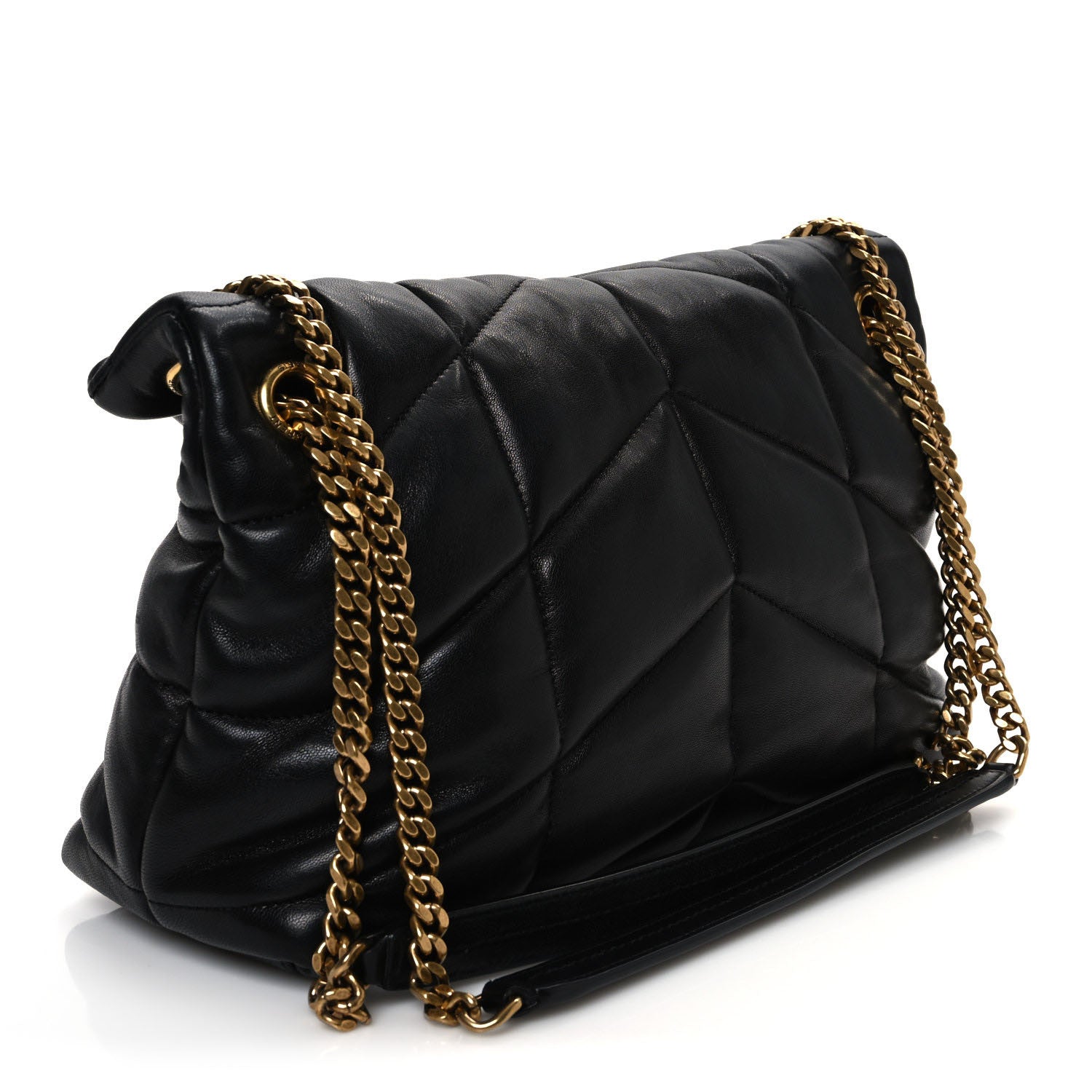 Saint Laurent Lambskin Quilted Small Loulou Puffer Monogram Chain Satchel Black 3 of 10
