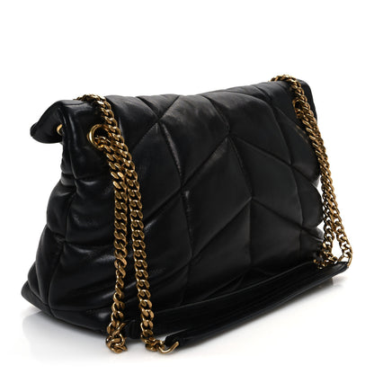 Saint Laurent Lambskin Quilted Small Loulou Puffer Monogram Chain Satchel Black 3 of 10
