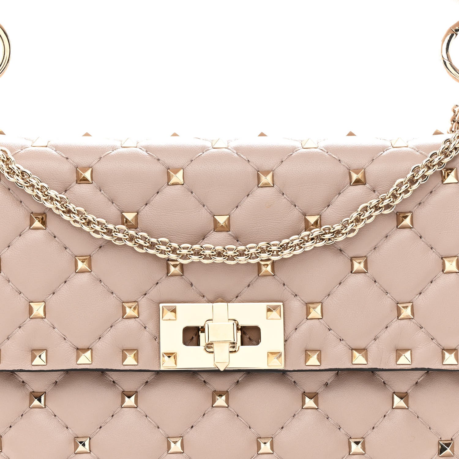 Valentino Garavani Lambskin Medium Rockstud Spike Shoulder Bag Poudre 7 of 9