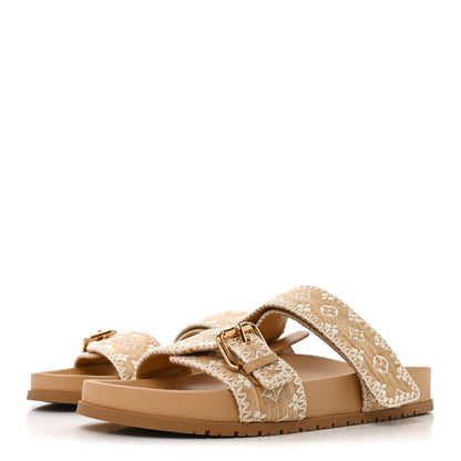 Louis Vuitton Raffia Monogram Bom Dia Flat Mule Sandals 39 Natural 4 of 8