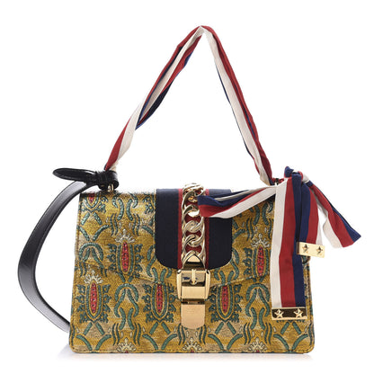Gucci Iridescent Brocade Small Sylvie Shoulder Bag Gold 1 of 12
