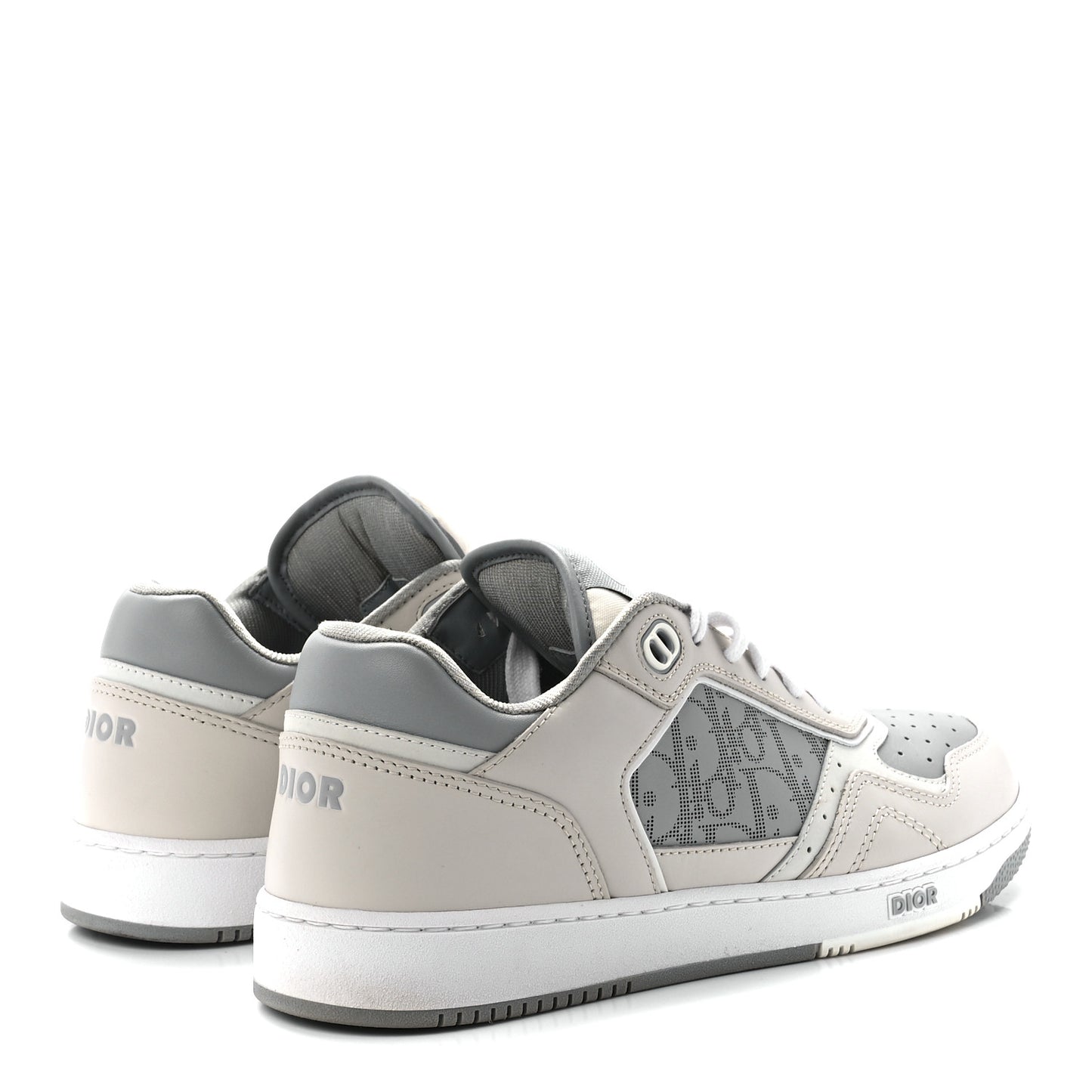 Smooth Calfskin Oblique Galaxy Perforated Mens B27 Low Top Sneakers 40 Beige Grey