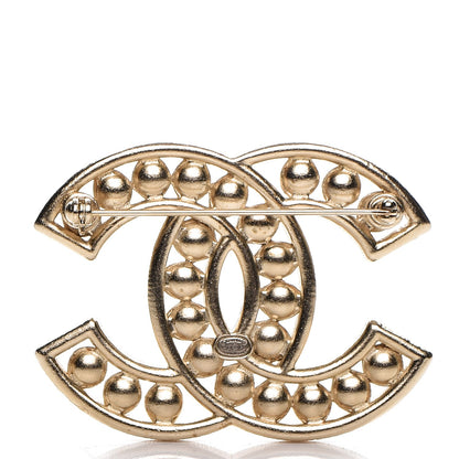 Chanel Pearl Crystal Baguette CC Brooch Gold 3 of 4
