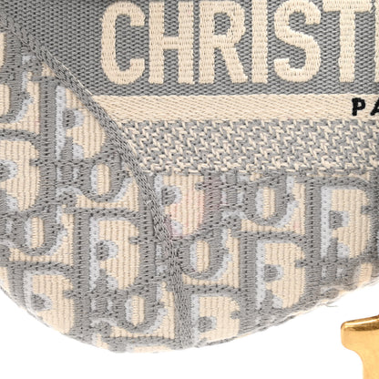 Christian Dior Oblique Embroidered Saddle Bag Gray 11 of 12