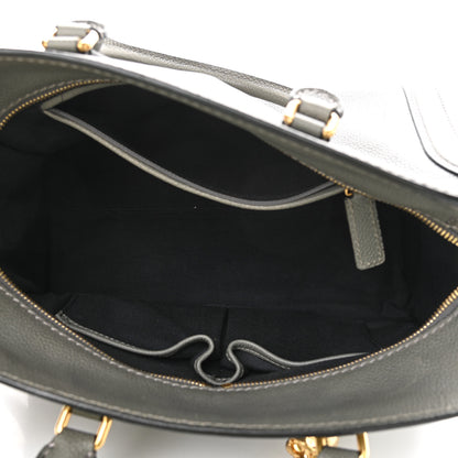 Alexander McQueen Pebbled Calfskin Small Skull Padlock Zip Around Tote Grey 5 of 14