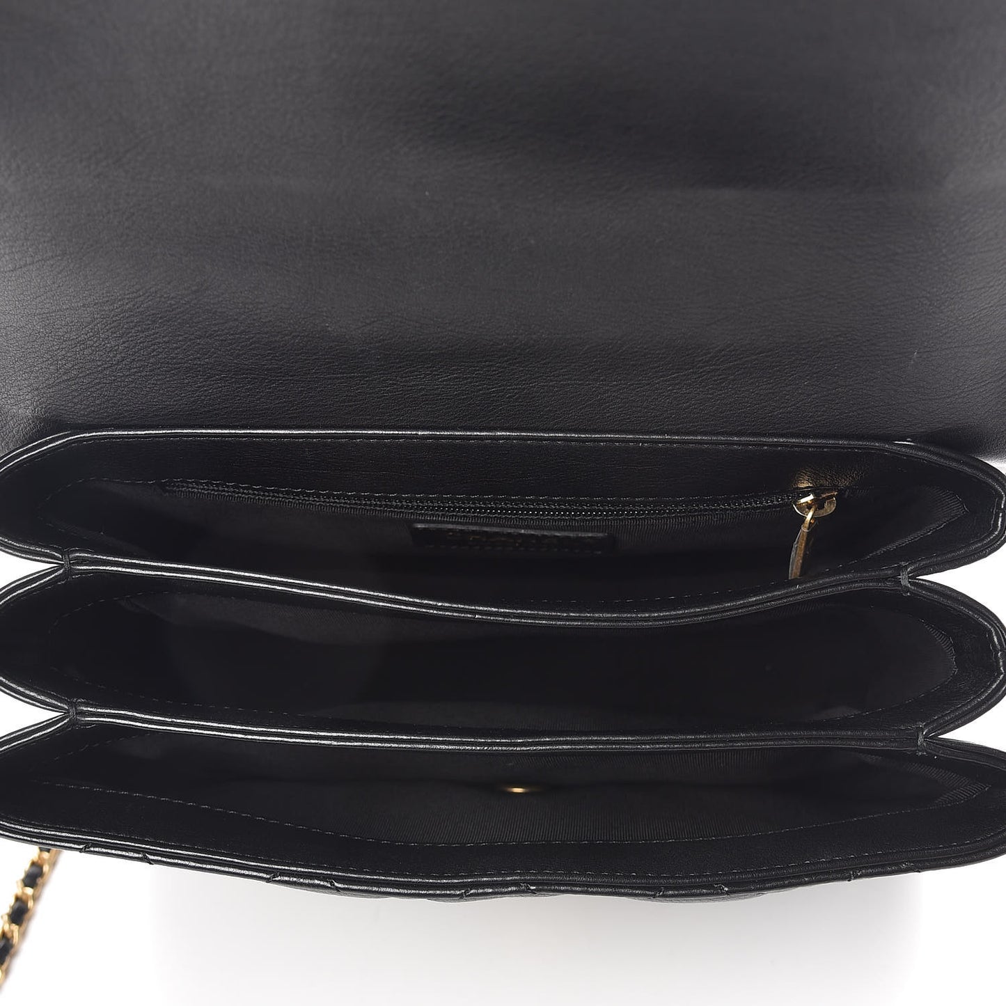 Calfskin Quilted Gold Top Handle Flap Black