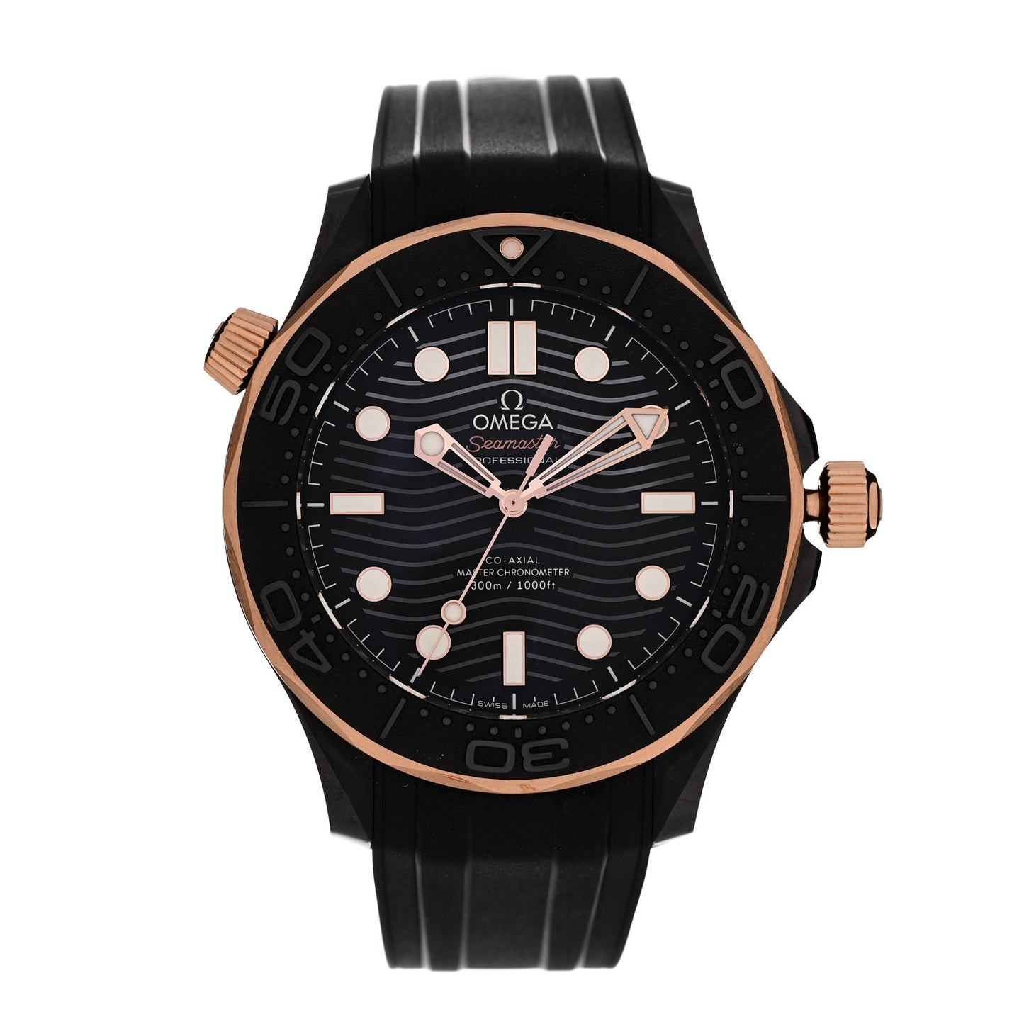 Ceramic 18K Sedna Gold Rubber 43.5mm Seamaster Diver 300M Co-Axial Master Automatic Watch Black 210.62.44.20.01.001
