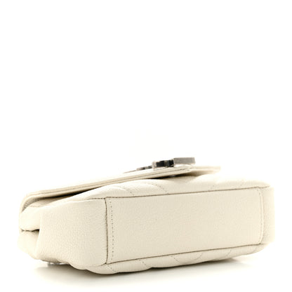 Saint Laurent Grained Calfskin Matelassé Chevron Monogram Classic Baby Chain Bag White 4 of 12