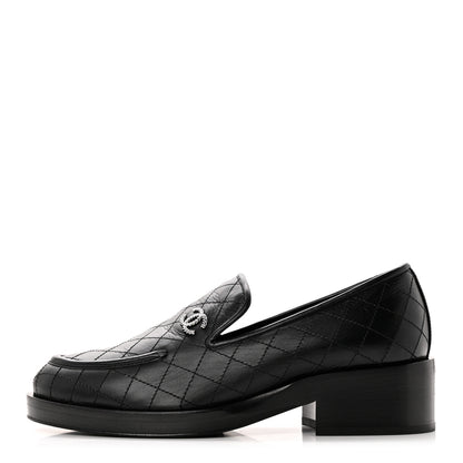 Chanel Calfskin Stitched CC Loafers 37 Black 1 of 9