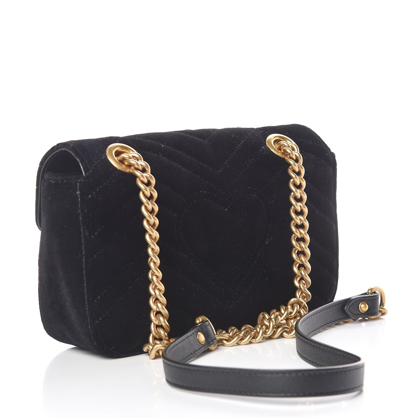 Velvet Matelasse Mini GG Marmont Shoulder Bag Black