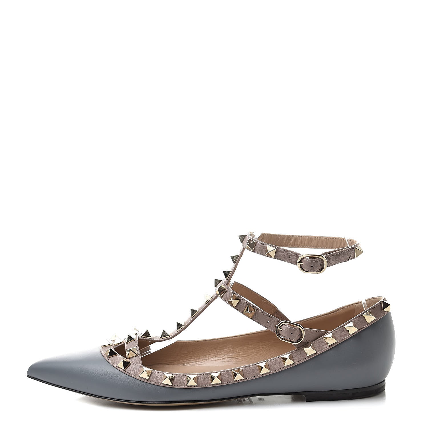 Valentino Garavani Nappa Rockstud Cage Ballerina Flats 39 Stone Poudre 1 of 10