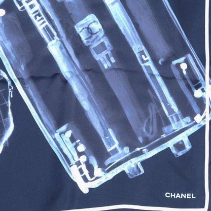 Chanel Silk X Ray Scarf Navy Ivory 3 of 5