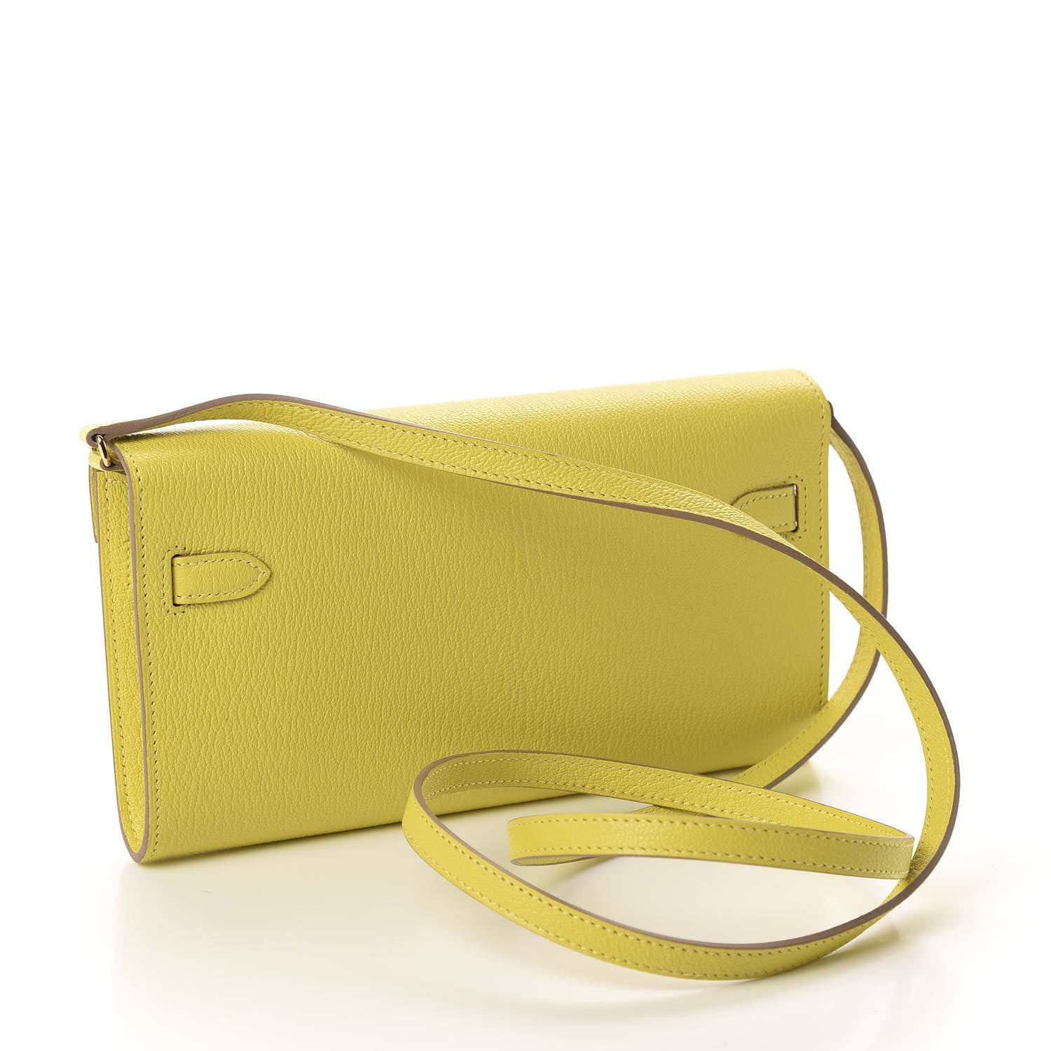 Hermes Chevre Mysore Kelly Wallet To Go Lime 3 of 10