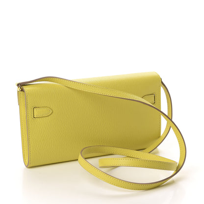 Hermes Chevre Mysore Kelly Wallet To Go Lime 3 of 10