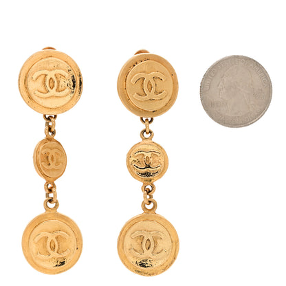 Chanel Metal CC Medallion Clip On Earrings Gold 2 of 4