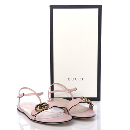 Gucci Lifford Calfskin GG Marmont Ankle Wrap Flat Sandals 38.5 Perfect Pink 10 of 10