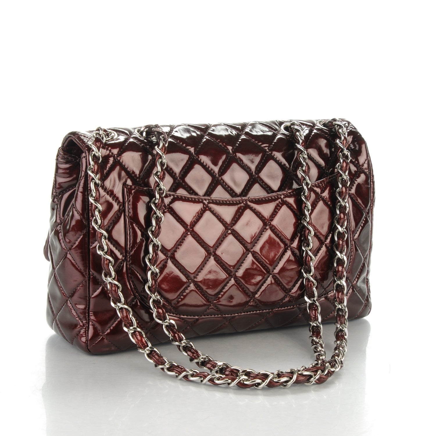 Chanel Patent Quilted Jumbo Single Flap Bordeaux 3 of 7