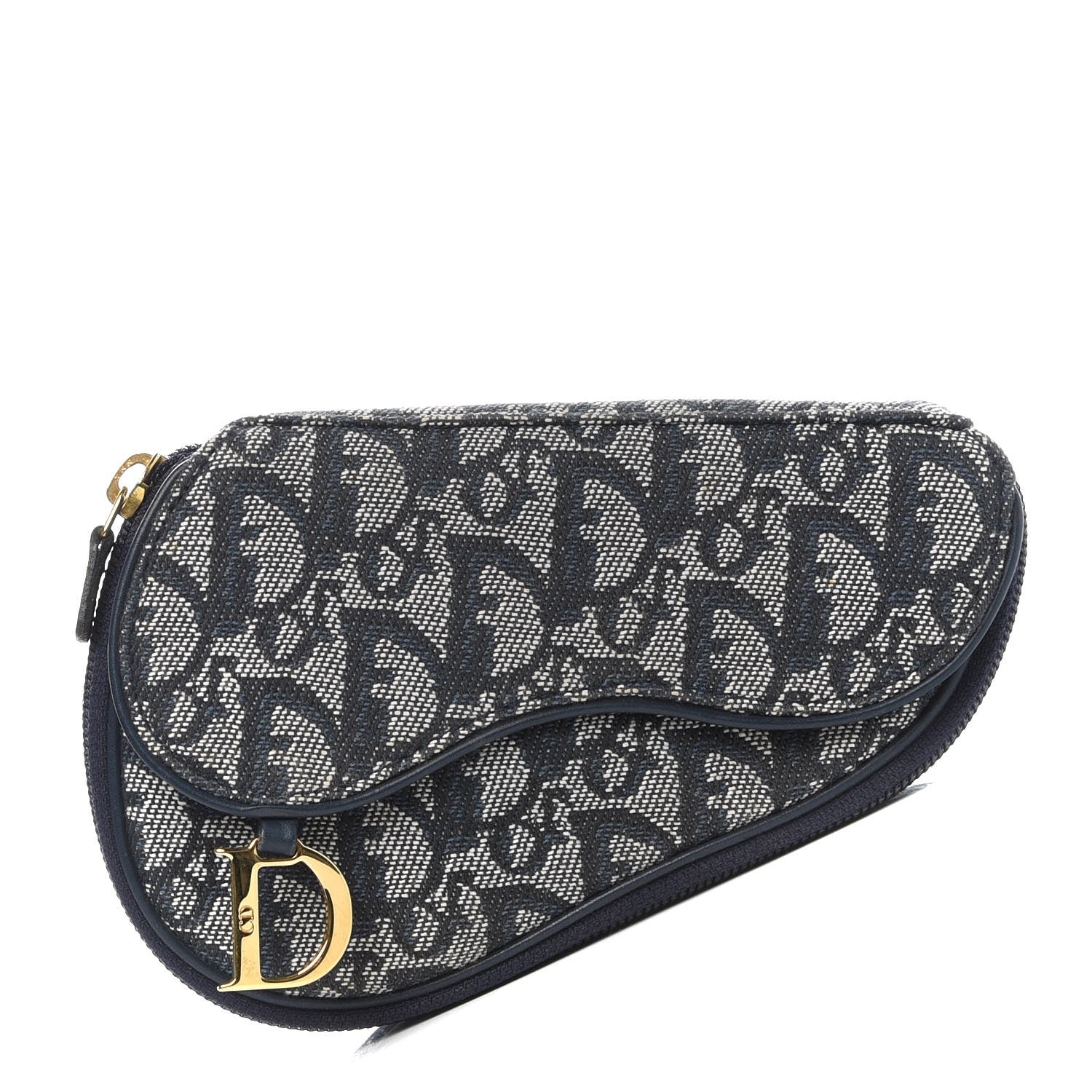 Christian Dior Monogram Mini Saddle Zip Pouch Navy Blue 1 of 8