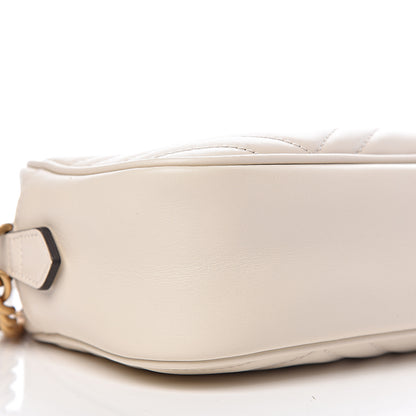 Gucci Calfskin Matelasse Small GG Marmont Chain Shoulder Bag White 9 of 10