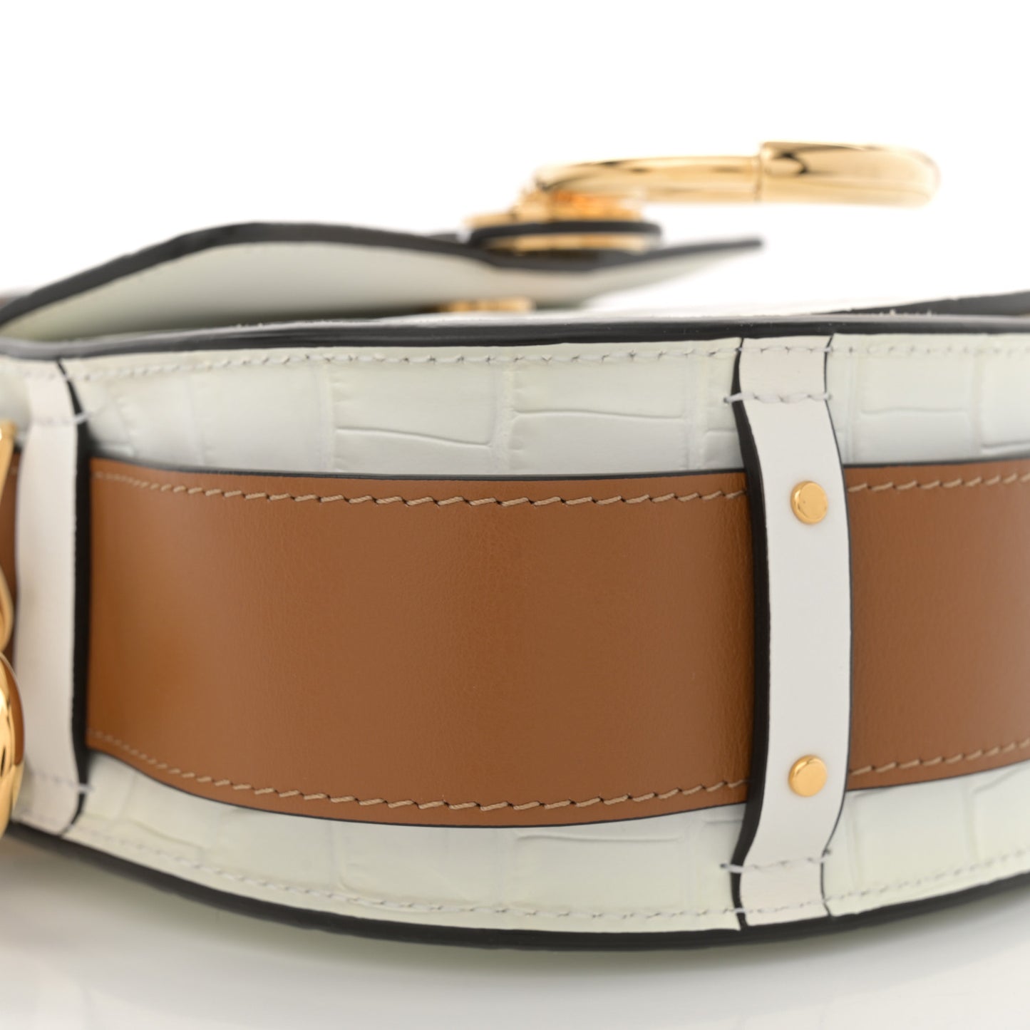 Calfskin Crocodile Embossed Small Tess Bag Brilliant White